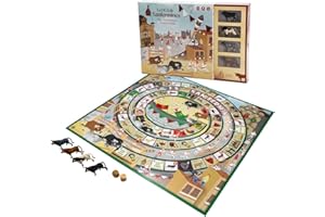 DQB DEQUBE DEQUBE- Juego de la Oca de San Fermín – Incluye 4 Mini toros de Collecta y Dados de Madera – Dimensiones Tablero 50X50cm (DeQube 924D00180)