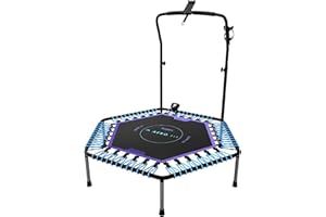 BLUEFIN FITNESS Bluefin Aero Fit 50” Premium Indoor & Outdoor Trampoline | Foldable Fitness Rebounder for Adults | Adjustable Handle | Home Gym Fitness Equipment | Build Muscle & Lose Weight | Up To 275lbs