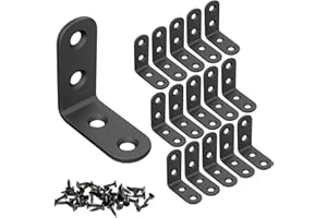 OMIDEAS 15 x Staffe Angolari (40 x 40 x 16) – Staffa ad Angolo Retto a L 90° in Acciaio Inox Nero con Viti, Staffa Scaffale, Staffa d’Angolo, Riparazione Armadi, DIY