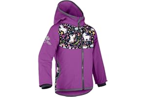 unuo Kinder Softshelljacke mit Fleecefutter und Kapuze, wasserabweisende und winddichte Outdoor Full-Zip Funktionsjacke, atmungsaktive Kinderjacke BASIC