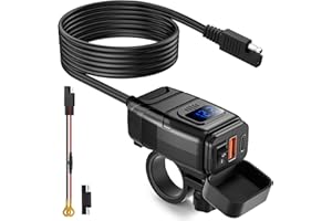 ‎ZEXMTE ZEXMTE Motorrad Telefon Ladegerät, 6,4A Dual USB Typ C PD & Quick Charge 3.0 Motorrad USB Ladegerät mit Voltmeter & Ein/Aus-Schalter, wasserdichtes Motorrad-Zubehör für Telefon, Tablet, etc