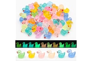 PLINRAX Mini Resin Ducks, 50PCS Colorful Luminous Tiny Ducks Kit, Realistic Shape Mini Ducks for Aquarium Garden Landscapes, Dollhouses, Potted Plants, Birthday Party Decorations