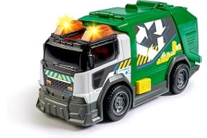 Dickie Toys 203302029 - Återvinningsbil - Frihjul, Ljus, Ljud och Öppningsbar Baklucka samt Takpanel, 15 cm, Från 3 år