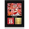 Win FC Patrick Mahomes Signed A4 Framed Photo Display - Reproduced Digital Signature - Gift For Kansas City Chiefs