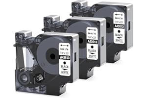 Nastri Oozmas Compatibile In sostituzione di Dymo D1 43613 6mm x 7m, Compatibile con Dymo LabelManager 160 210D 260P 280 360D, (Nero su Bianco, confezione da 3)