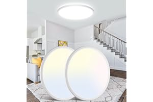 libtit 24W Bathroom Lights Ceiling, 33CM 2400LM Ultra-Slim Kitchen Lights Ceiling,3000K/4500K/6000K Modern Led Flush Mount Ceiling Light Fixture for Bedroom, Office, Hallway,2Pack