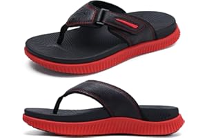 KuaiLu Tongs Hommes Sandales de Marche Ajustable Orthèse Coussin Athlétique épais Sport Sliders pour Homme, Résistant à l'eau & léger, Confort et Souple & Soutien de Voûte Plantaire