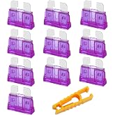 JatilEr 10 Pieces Fuse 12V Standard 3A with Fuse Extractor for Car/Camper/Truck/Motorcycle/Boat