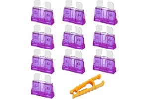 JatilEr bezpieczniki samochodowe, 10 sztuk, standard 3A, bezpieczniki płaskie, bezpieczniki wtykowe, 1 ściągacz, do samochodów osobowych, RV/ciężarówek, motocykli, łodzi