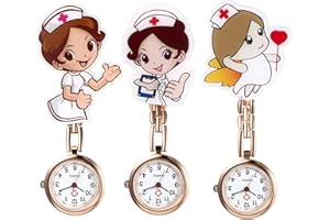 CRESBEL Orologi da infermiera: 3 pezzi portatile al quarzo orologio da infermiera con clip, modello infermiera infermiera orologio da tasca orologio da tasca orologio da polso orologio da infermiera