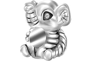 Andante-Stones Perle en argent avec breloque éléphant porte-bonheur – Boule pour perles européennes + pochette en organza, Organza