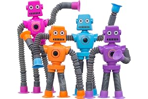 lomdung 4 stycken teleskopiska robotleksaker,sugleksak för barn med sugkopp