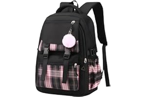 FEOYA Girls School Bag Waterproof Shoulder Backpack with Laptop Compartment Multi-pocket Large Capacity Daypack Teenagers Causal Lightweight Bookbags for Primary Junior High School