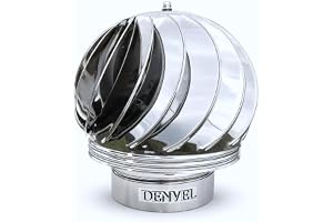 Skorstensskydd 200 mm roterbart rostfritt stål, utbytbart lager, kaminfäste skorstensfäste ventilationfäste – Denvel®
