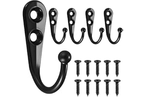 XKQYX 5 Piezas Ganchos Percheros de Pared, Negro Vintage Perchas Pared, Ganchos Pared, Colgadores Pared de Retro, Ganchos para Colgar Ropa Abrigos Llave Cocina Baños Armarios Gabinete, con Tornillo
