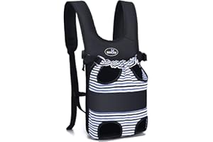 Wakytu Hund Tragetasche, Atmungsaktiv und Bequem Haustier Rucksack, Speziell für Klein Mittler Hunde Katzen Welpen Verstellbar Beinen heraus Rucksäcke Haustier Tragbar Reisetasche (S, 1.0 Streifen)