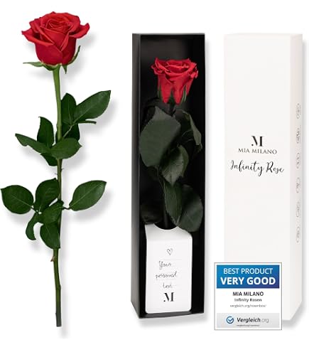 Amoroses 12 Rose Stabilizzate Vere durano Anni - Idea Regalo originale per Donna, per Compleanno, Laurea e Altre Occasioni Speciali (Scatola Nera con Rose Rosa