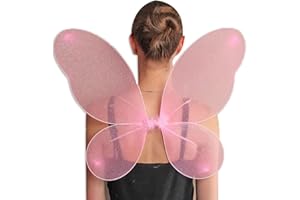 MA ONLINE Womens Net Fairy Wings With Silver Glitter Adults Hen Stag Party Fancy Accessory Pink