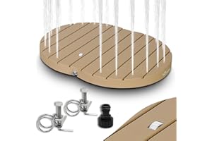 CCLIFE Gartendusche Aussendusche Bodendusche Outdoor, Außendusche Garten Dusche Mit Fußrad, Fontänenhöhe 4m, rutschfeste Wetterfest Holzfarbe, CushHom