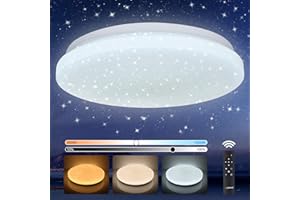 ‎OPPEARL OPPEARL LED Deckenlampe Dimmbar 28cm, LED Deckenleuchte mit Fernbedienung 24W 2400LM Sternenhimmel Rund Lampe für Kinderzimmer Wohnzimmer Schlafzimmer Büro Esszimmer Küche 3000K-6500K