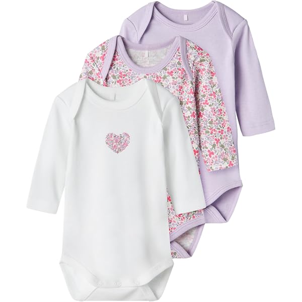 NAME IT Baby Body 3er Pack – Aus Bio-Baumwolle, Weich, Für Mädchen