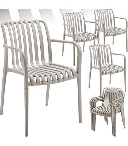 tectake® Set of 4 Garden Chairs Manacor Garden Chair in Rope Design