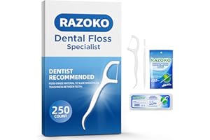 RAZOKO Dental Floss Picks High Toughness Toothpicks Sticks 250pcs with Portable Cases and 100pcs BrushPicks Interdental Toothpicks Perfect for Travel & Family Oral Hygiene