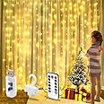COOLKID Curtain Fairy Lights, LED Window String Light with 16 Colors, 3m x 2m Copper Wire Connectable Waterproof Lights for Indoor Outdoor Bedroom Wedding Party Gazebo Garden Backdrops