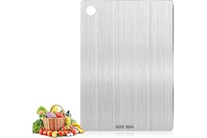 Pavlleen Tabla de cortar de titanio,Tabla Cortar Acero Inoxidable para Cocina,para carne, pan, verduras, frutas,Apta para Lavavajillas (30 x 20 cm)