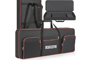 OUUTMEE 49 Key Keyboard Gig Bag - Keyboard Case, Heavy Duty 600D Oxford Piano Case with 10mm Padding, Front Storage Pocket & Dual Shoulder Straps - Protective Cover for Digital Electric Piano (Black)