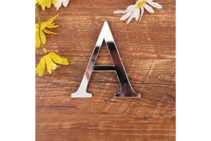 GSPIRIT DIY Alfabeto Lettere,3D Acrilico Specchio Adesivi Da Parete 26 Lettere Cuore & Forma Arbitrale Collocazione Room Nursery Hanging Decor per Home Office Wedding Party (A)