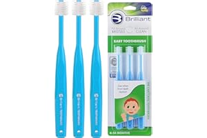 Brilliant Baby Toothbrush by Baby Buddy, Baby First Toothbrush, Ages 4-Months Old to 2 Years Old, Round Brush Head and Soft Micro Bristles Clean Whole Mouth, Baby Needs for First Year, Blue, 3 Count