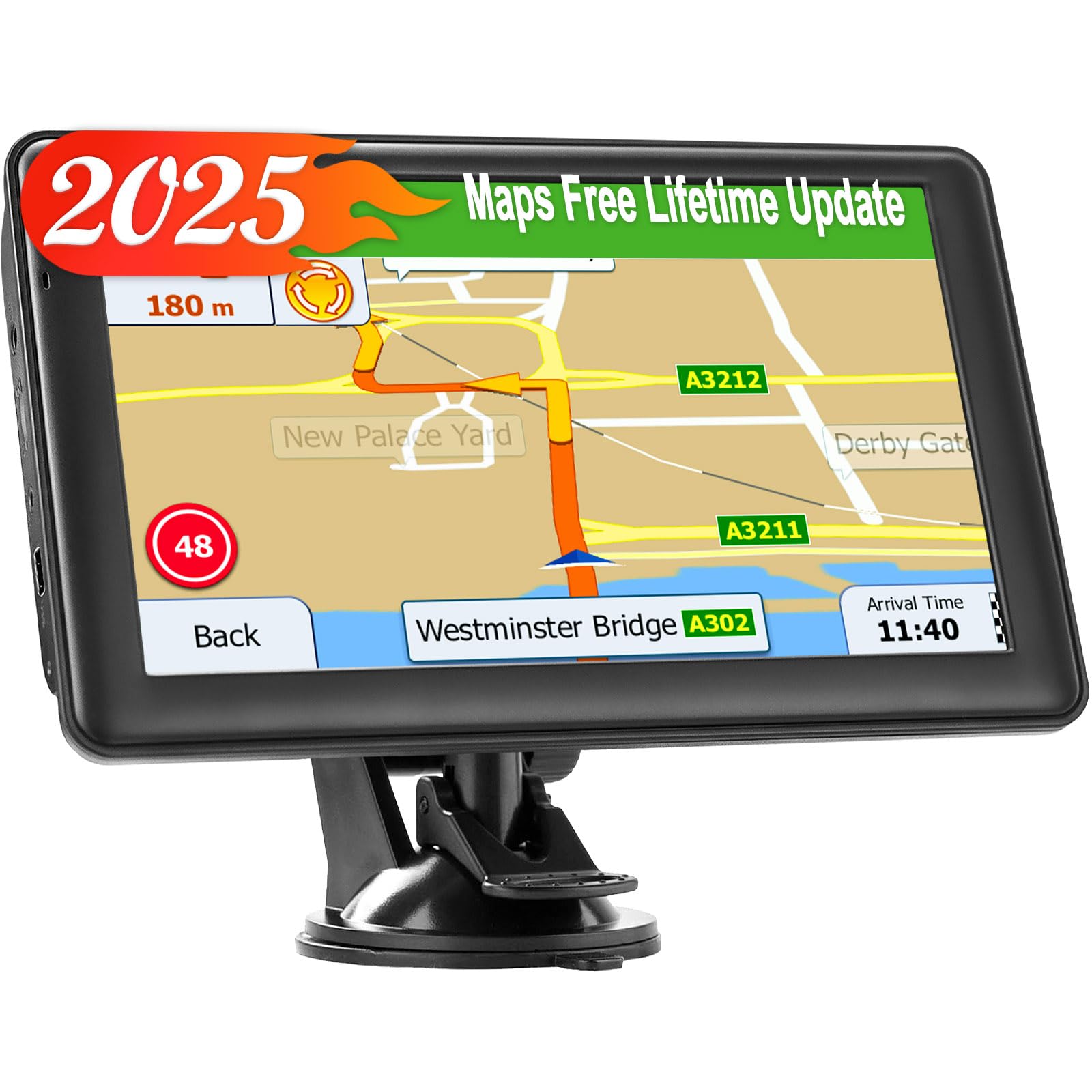 LOVPOI GPS Navigator for Car Truck, GPS Commercial Drivers 2024 Trucker GPS for Semi Truck with 7 in GPS Navigation Systems(Map Free Lifetime Updates), Voice Assist, Speed Limit Warnings