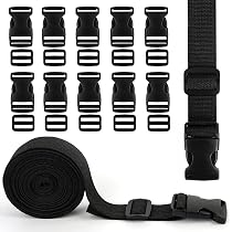 10 Clip Tri-Glide In Plastica Per Fettuccia 25 Mm - Fibbie Regolazione A Sgancio Rapido Per Zaini E Abbigliamento - Nero