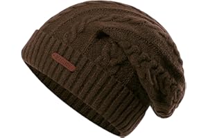 MAGISDU Gorro Invierno Mujer Gorros de Lana Merino de Punto Forro de Lana Largo Beanie Hat Termico Delicada y Cálido Suave y Acogedor