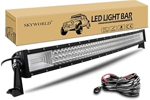 SKYWORLD 42 Pouces 107 cm 540W Barre led incurvée avec 12V faisceau de câblage kit, Longue portée Barre lumineuse led light bar Rampe pour 4x4 Offroad Véhicule Voiture Camion SUV UTE ATV