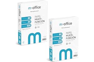 OFITURIA Paquete Folios A4 80gr, 2 Paquetes de 500 hojas, Papel Multifunción para Impresora Inkjet y Láser, Hojas A4 210 x 297 mm Ideales para la Oficina como para el Hogar · m-office (1000 hojas)