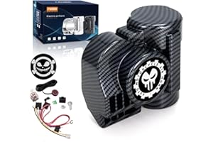 FARBIN Klaxon à air comprimé,12 V/150 dB, super puissant, pour camion, moto, voiture, bateau (12 V, faisceau de câbles noir et bouton poussoir)