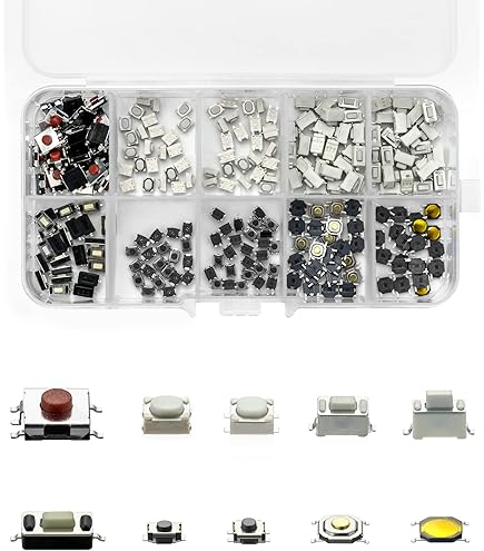 5 Pulsanti Tattili Neri 12x12x6.5mm - Micro Switch 4 Pin, Per Circuiti Stampati E Progetti Elettronici - Foto 5