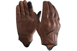 Harssidanzar Guantes de Moto de Cuero con Pantalla táctil de Piel de Cabra de Dedo Completo para Hombre GM028E