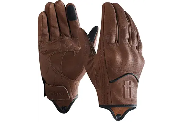 Harssidanzar Guantes de Moto de Cuero con Pantalla táctil de Piel de Cabra de Dedo Completo para Hombre GM028E
