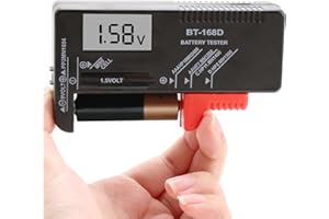 SANGCCA Digital Battery Tester Universal Household Battery Checker for AA AAA C D 9V 1.5V Button Cell Batteries,LCD Digital Battery Tester Volt Checker Multi Size (Model: BT-168D)