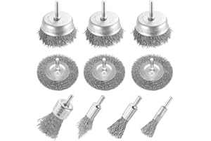 MIVITOOM 10-Piece Drill Brush Set - Metal Wire Wheel & Cup Brush Kit with 1/4 Inch Shank, Wire Brushes Drill Attachment for Rust Removal, Stripping & Abrasive Cleaning