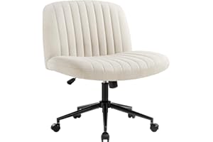 ‎IWMH IWMH Bürostuhl ohne Armlehnen,Höhenverstellbar Drehstuhl mit Rollen,Schreibtischstuhl mit Stoffpolsterung,Lesesessel mit breiterem Kissen zum Sitzen im Schneidersitz (Beige mit Rollen)