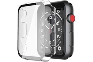 Piuellia Transparent Hard Case Compatible with Apple Watch Series 3 Series 2 42mm with Screen Protector, Ultra-Thin Overall Protective Cover for iWatch Case [2Pack]