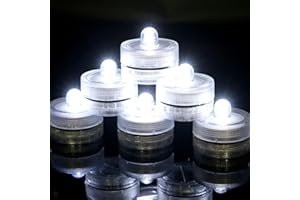 AMFUN Podwodna lampa LED bezpłomieniowa, 12 szt., dekoracyjna świeca LED, zanurzalne diody LED, świeca, do akwarium, kąpieli, stawu, basenu, na wesele, imprezę, biała