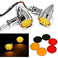 2pcs Chrome 20 LED Motorcycle Stop Brake Running Turn Signal Indicator Amber Lights For Harley Honda Chopper (Chrome with net-Amber Light)