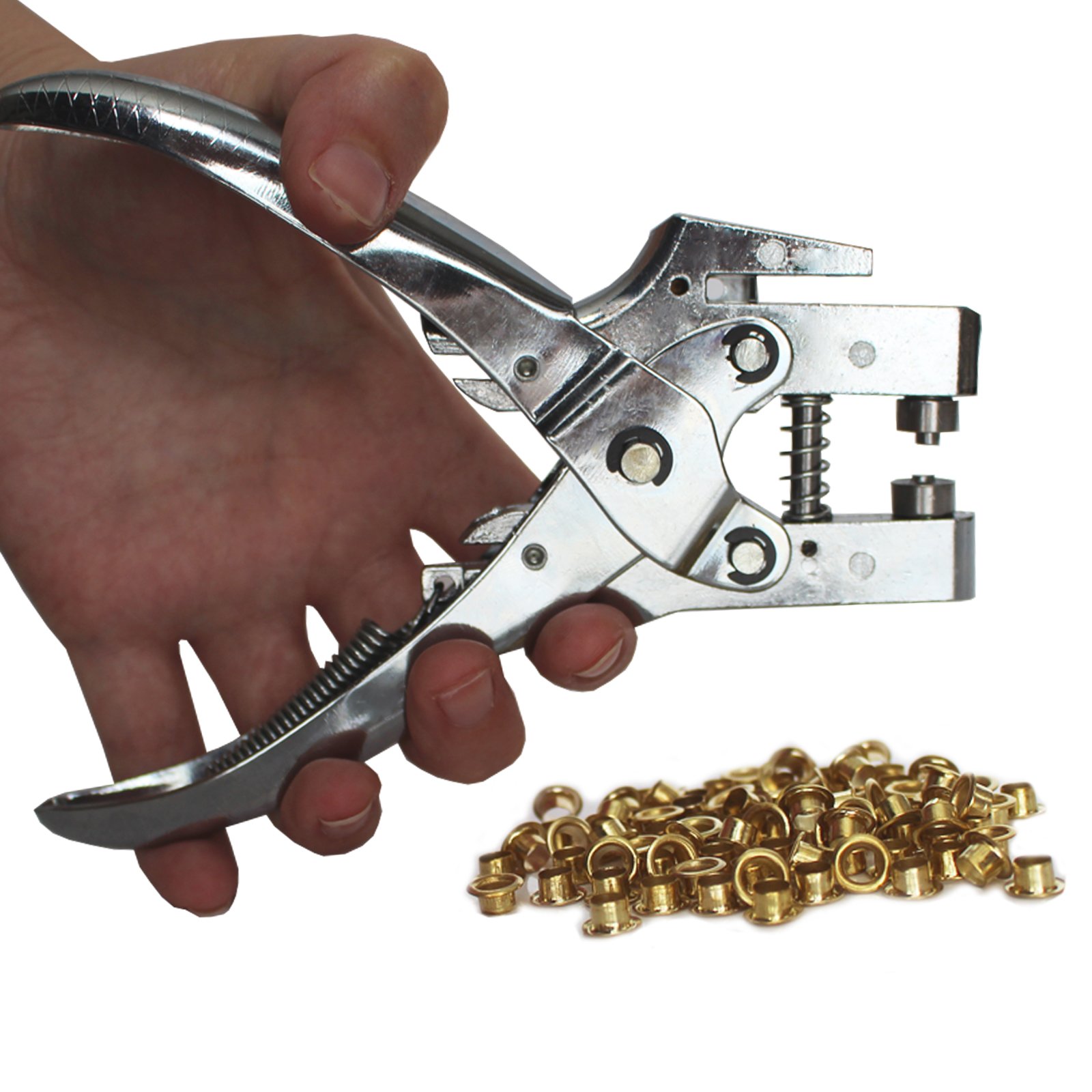 Eyelet Punch Pliers Set with 100 Eyelets Stud for Leather Fabric Belt