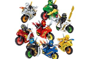 Qxiao Lot de 8 jouets de moto Ninjago pour enfants, kit d'apprentissage facile à construire pour débutants, bonne idée cadeau pour les juniors