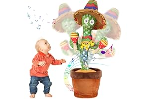seOSTO Cactus Ballerino, Elettronico Giocattolo Per Bambini Leducazione Pupazzo che ripete Peluche A Forma Decorativo Di Cactus Che Balla e Ripete, Peluche Danzante con 120 Canzoni